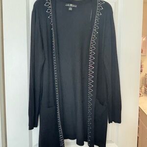 Susan Graver Black Cardigan with Sparkling Trim